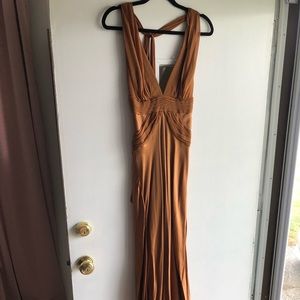 Dina BarEl Silk Evening Gown in Cognac S/4/6